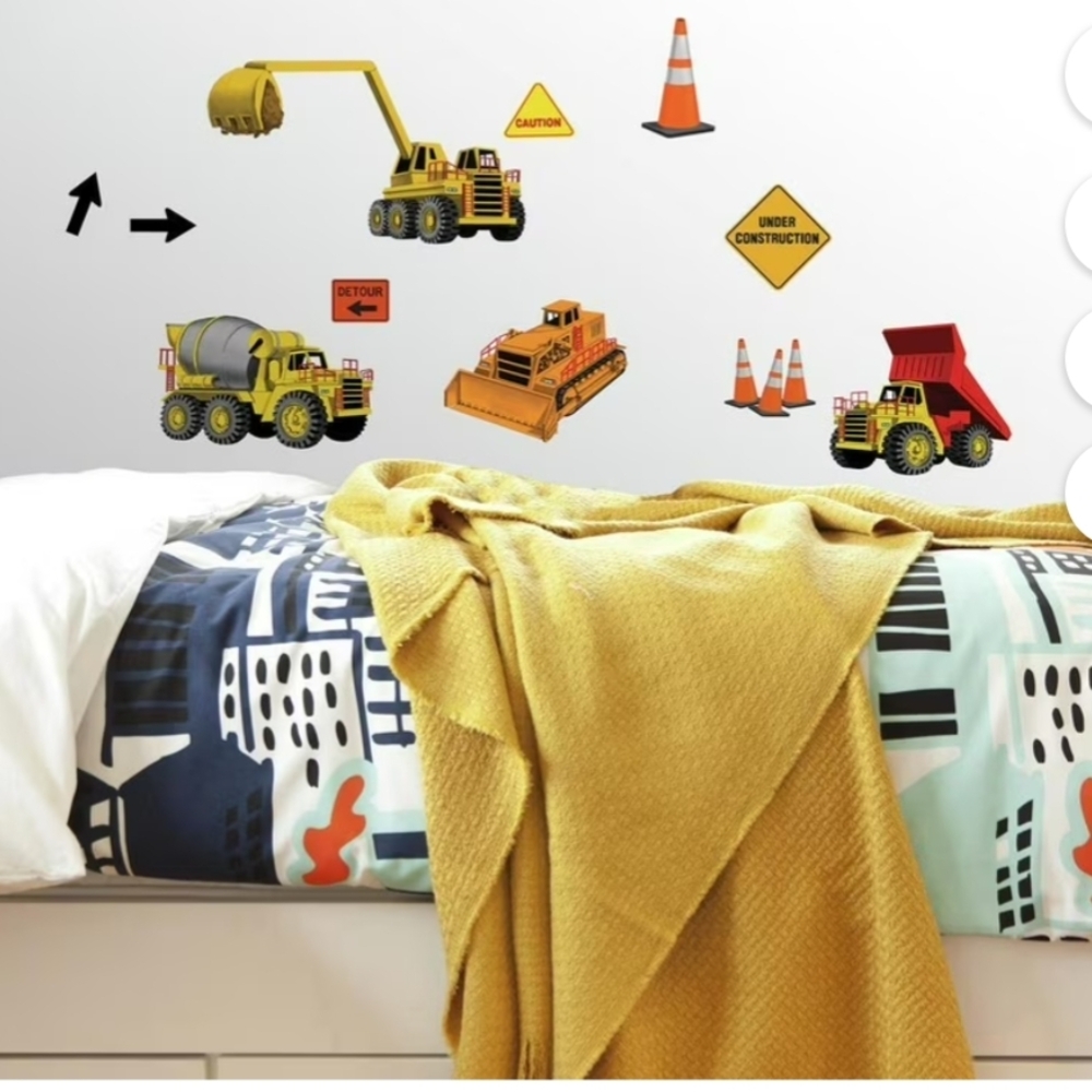 New Roommates Construction Vehicle Wall Decals For Kids Room
